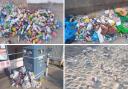 Litter on Weymouth Beach from Saturday