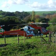 The air ambulance landing in Upwey Picture: Jasper S. Brown
