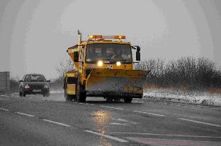 A gritter on the A37 near the Clay Pigeon.