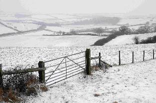 View of Dorset under snow from the A37 near the Clay Pigeon.