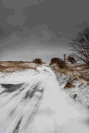 The road leading to Hardy's Monument covered in snow. Pic: James Newman.