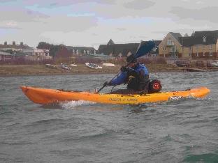 John McKinlay, from Portland, member of the Isle of Portland Canoe Club paddles up the Fleet. Copyright Notice: Barbara Browning.