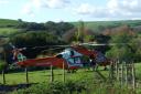 The air ambulance landing in Upwey Picture: Jasper S. Brown