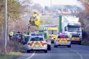 ROAD TRAGEDY: The scene on Weymouth Way after the accident in whch five-year-old Lily-Mae Jeffries died last March