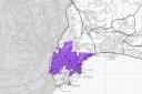 COVER: The area in purple gives an indication of the area covered by commercial providers, and the white areas show where Superfast Dorset will be active
