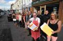PROTEST: Hair salon owner Calire Tisley, right, butcher Roy Cooke and other Ashley Road traders who have collected over a thousand signatures