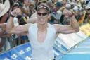 CROSSING THE LINE: Andy Sloan completes the Ironman Nice