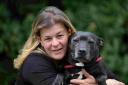 REUNITED: Sharon Collings with her Staffordshire bull terrier Ellie
