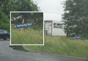 Pranksters put 'Swimming Pool' sign on Monkeys Jump Roundabout, Dorchester Picture: Emma Leverton