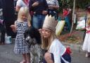 Natalie, Minstrel and Charlotte Kitching in Royal festive mood at the Roman Road Royal Wedding Street party.