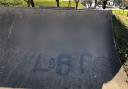 Homophobic message graffitied on skate park with offensive word blurred out