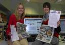 SOS: Echo reporters Joanna Davis and Catherine Bolado with the petition and campaigning papers