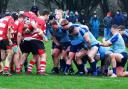 Weymouth & Portland, in blue, beat Corsham 17-10 to exact revenge for a previous defeat