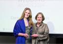 Penelope and her daughter Phyllida receiving the award at the English Wedding Awards