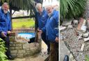 Members of the Weymouth Rotary Club next to the damage from the well