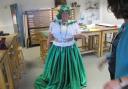 Julie Hursthouse Community Development Officer, models her Brazilian Carnival creation mark 1