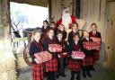Pupils from Leweston School with their shoeboxes
