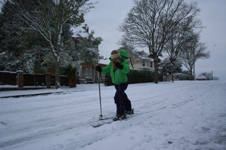 Readers picture - Laura Deean skiing down Spa Road in Weymouth