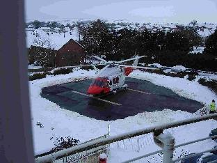 Dorset County Hospital helipad in the snow