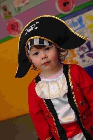 Two-year-old toddler as a pirate at Sunny Days Nursery.
