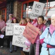 The protest outside Dorset County Hospital