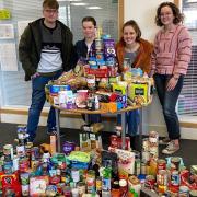 Students with food collected
