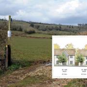 Site for 100 homes at Beaminster and inset, part of street scene design from Cavanna Homes