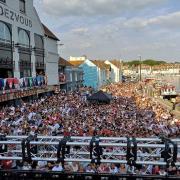 Fans watch England games at the 2018 World Cup at Weymouth Harbourside. Picture: Rendezvous