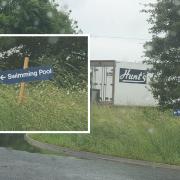 Pranksters put 'Swimming Pool' sign on Monkeys Jump Roundabout, Dorchester Picture: Emma Leverton