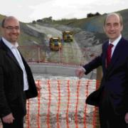 Lord Adonis visits Weymouth and joins Jim Knight on the new footbridge over the relief road at Littlemoor