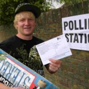 First time voter Laurie Thomas with his polling card