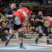 Weymouth's Shane Flowers, left, will make his World's Strongest Man debut tomorrow 		     Picture: GIANTS LIVE/DN4PHOTOGRAPHY