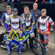 Weymouth Wildcats in leg one of the Michael Richardson Trophy. From left: George Congreve, Jacob Clouting, Henry Atkins, co-promoter James Tresadern and Ben Trigger 								   Picture: ATKINS FAMILY
