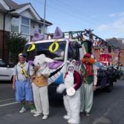 Some of the cast all ready to leave for the carnival with their amazing float