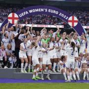 England players celebrate with the trophy following victory over Germany in the UEFA Women's Euro 2022 final at Wembley Stadium 
Picture: Danny Lawson/PA Wire