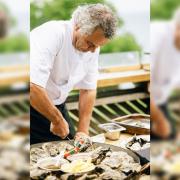 Mark Hix shucking oysters.