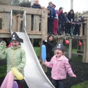 Amelia and Jessica Sheppard with friends aboard the Lodmoor Country Park children's play galleon.