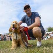 Andy Roberts with his Show Cocker Spaniel Harris who won Most Handsome Boy at the Dog, Sausage and Cider Show at Sutton Poyntz - 28th August 2022.  Picture Credit: Graham Hunt Photography
