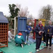 Volunteers hard at work in the new garden area at the Crossroads Centre