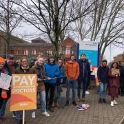 Junior Doctors on strike at Dorset County Hospital earlier this year