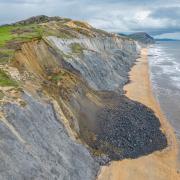 Drone pictures show size of landslip at Charmouth