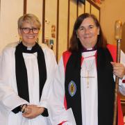 The Rev Juliet with the Bishop of Sherborne