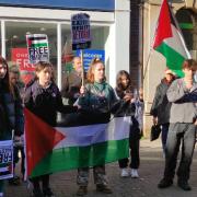 Students walked out of Thomas Hardye to join a rally for Palestine