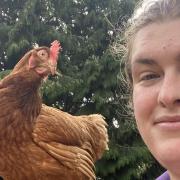 Jade Cooper with Wonka the hen Picture: SWNS