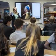 Tracy Chevalier leads a workshop for students at Wey Valley Academy in Weymouth