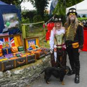 Cathy and Alan House of Lockdown Leather dressed in Steam Punk outfits at the Sutton Poyntz Victorian Fayre. 3rd July 2022