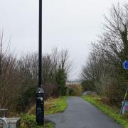 CCTV pole on Rodwell Trail and campaigner Tracey West