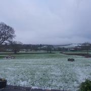 Bulbarrow Hill north of Dorchester with a light dusting of snow this morning