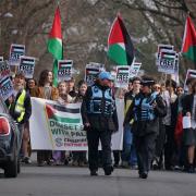 Students in Dorchester walked out of class to join a march in support of Palestinian women sufferinf from the conflict between Israel and Hamas