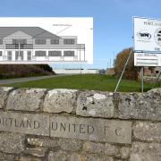 Portland United Football Club has had its clubhouse extension (inset) agreed by Dorset Council
